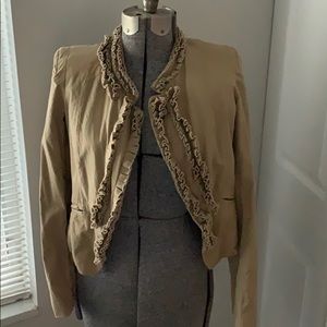 Anthropologie jacket, tan with ruffles, Size 6